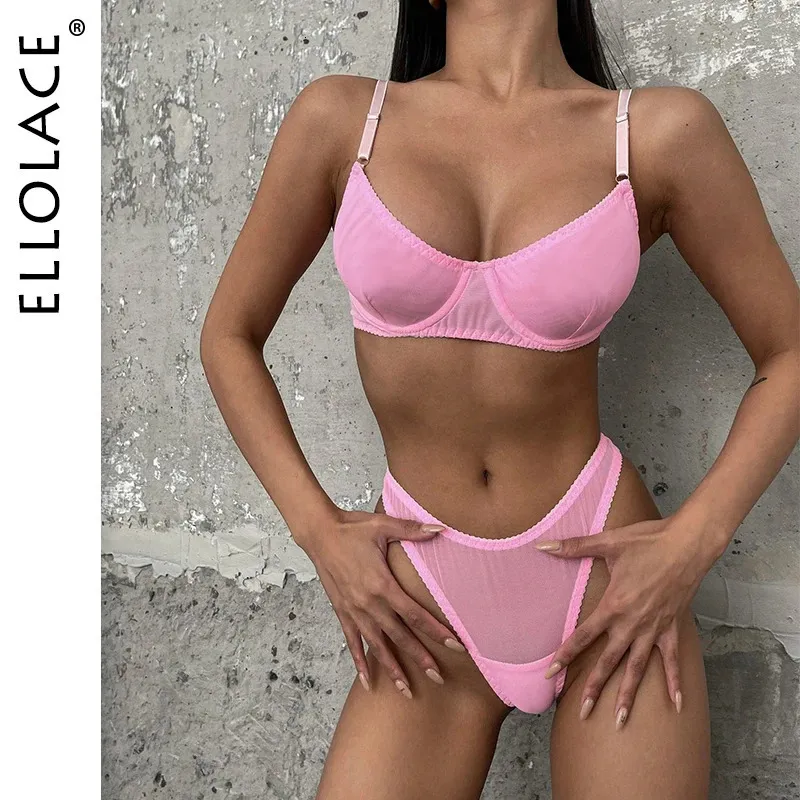 Ellolace Macarons Dessous Sexy Nahtlose Unterwäsche Set Frauen 2 Stück BH Kit Push Up Spitze Intime Outfits Sinnliche Exotische Sets 231227