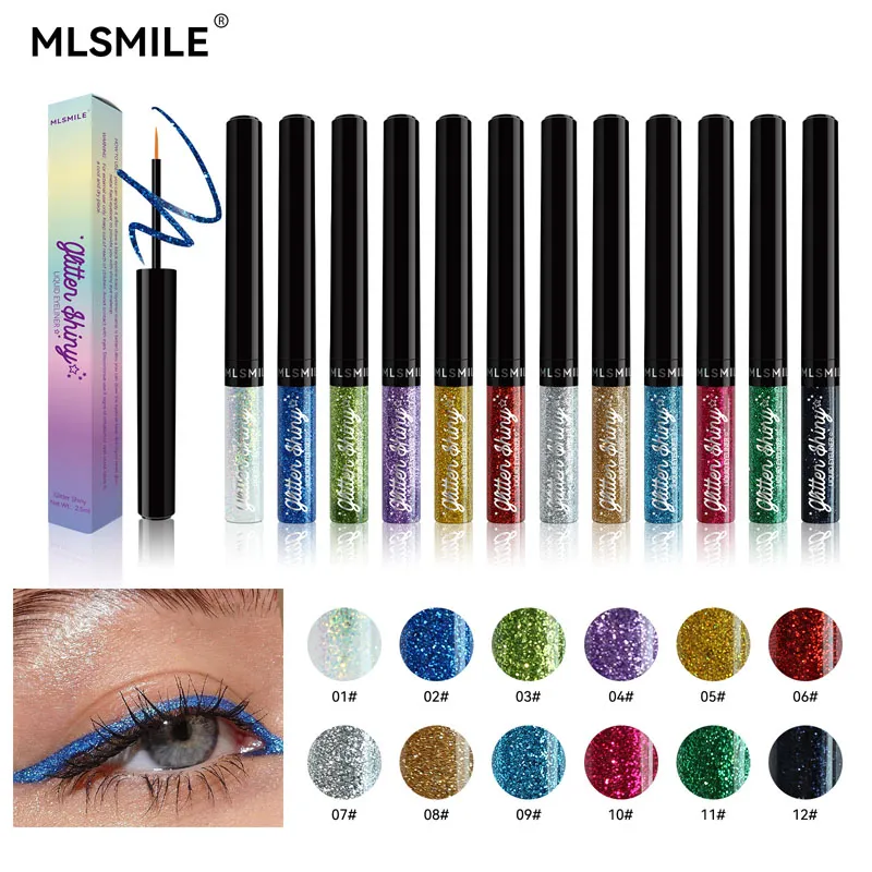 Eyeliner perlescente burst flash color paillettes ombretto matita eyeliner waterproof senza sbavature