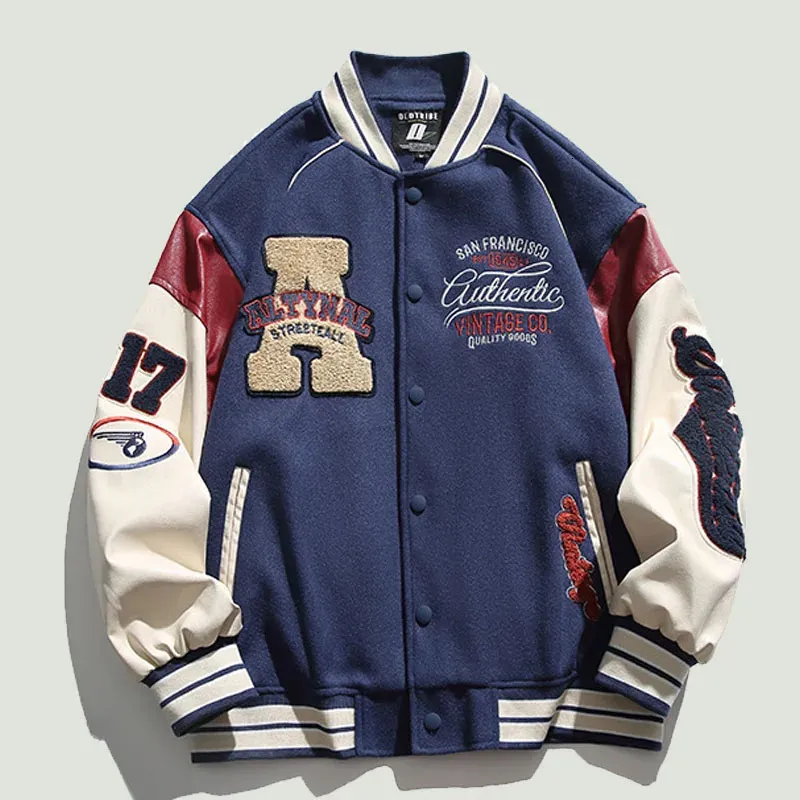 Męskie kurtki streetwear vintage patchwork bomber bombowca studencka kurtka men kolaż kurtka mężczyzn amerykańska kurtka vintage 231212