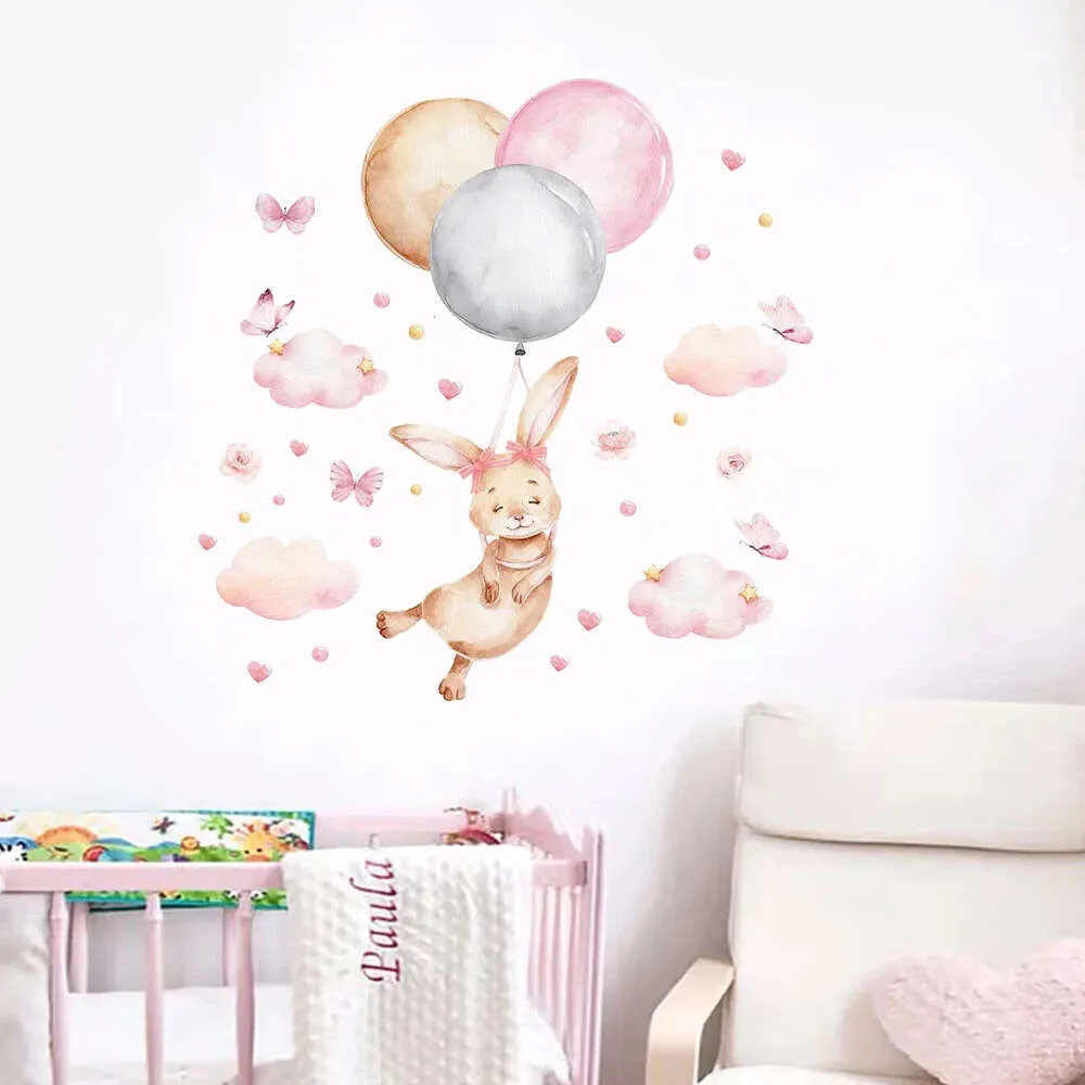 1PC Pink Girl Heart Bow Bunny Chwyta balonowa naklejka ścienna do pokoju dziecięcego salonu w klasie dekoracje ścienne dekoracje ścienne