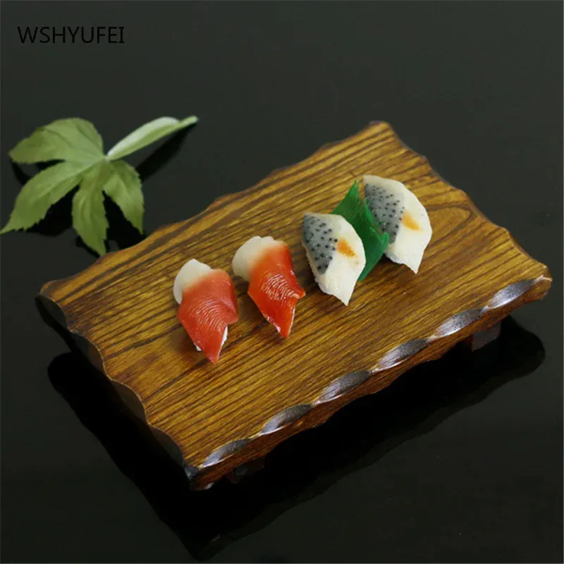 Vaisselle assiettes marron rectangulaire dentelle Sushi Table couverts ensemble assiette personnalité créative conteneur japonais et coréen ustensiles de cuisine 231213