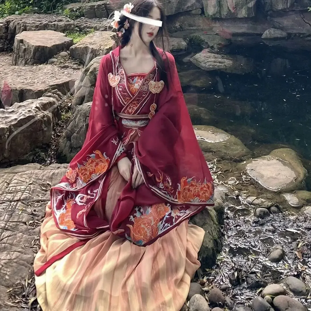 Ethnic Clothing Northern and Southern Dynasties Hanfu Sexy Womens Chinese Dresses Fall Winter Fashion Dress Wedding 231212