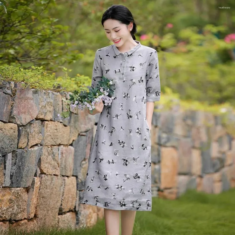 Ubranie etniczne 2023 Chińskie tradycyjne wiosenne i jesienne Zmodyfikowana High End Cheongsam Art Dress Środkowy rękaw luźność