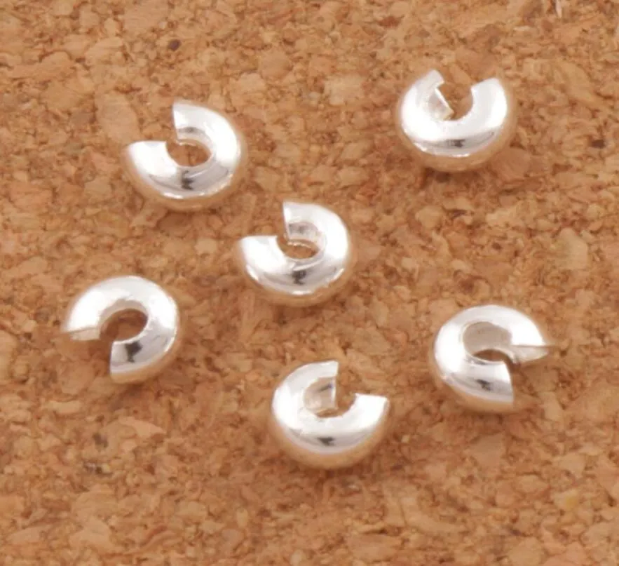 Silverpläterad crimp knut täcker pärlor distanser 3mm l1750 1200 st smycken diy säljer artiklar2327702