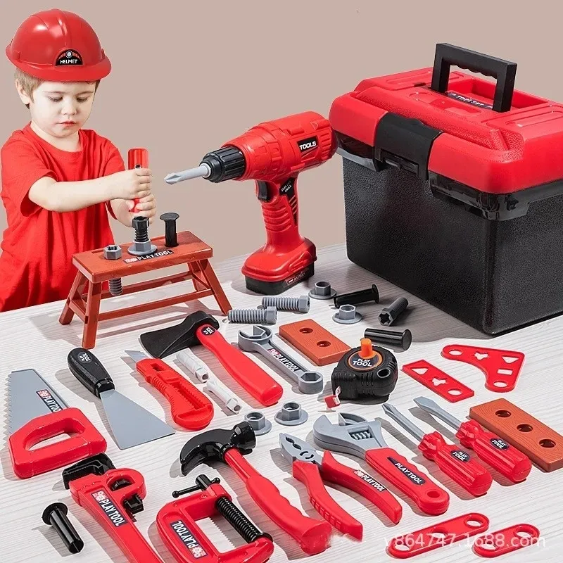 Verktyg Workshop Kids Toolbox Kit Education Toys Simulation Repair Drill Plastic Game Learning Engineering Puzzle Presents For Boy 231212