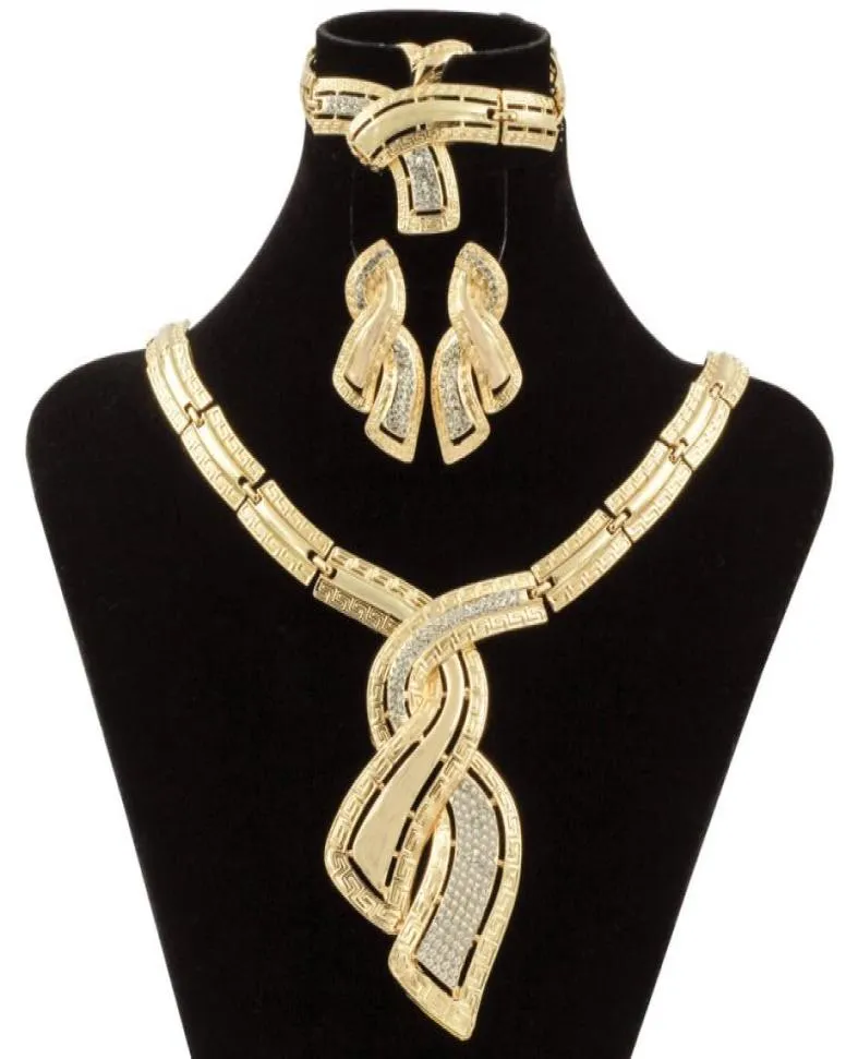 Bijoux en or à la mode, collier en cristal nigérian, boucles d'oreilles, ensembles de bijoux de mariée italienne pour femmes, accessoires de mariage, 8548425