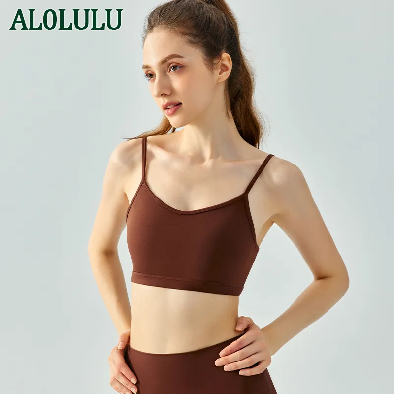 AL0LULU con logo reggiseno sportivo gilet da yoga top fitness da donna