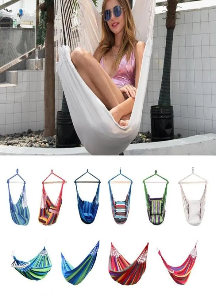 Hammock Chair Outdoor Garden Hammock Hanging Chair for Home Travel Camping Hiking Swing Canvas Stripe7817727