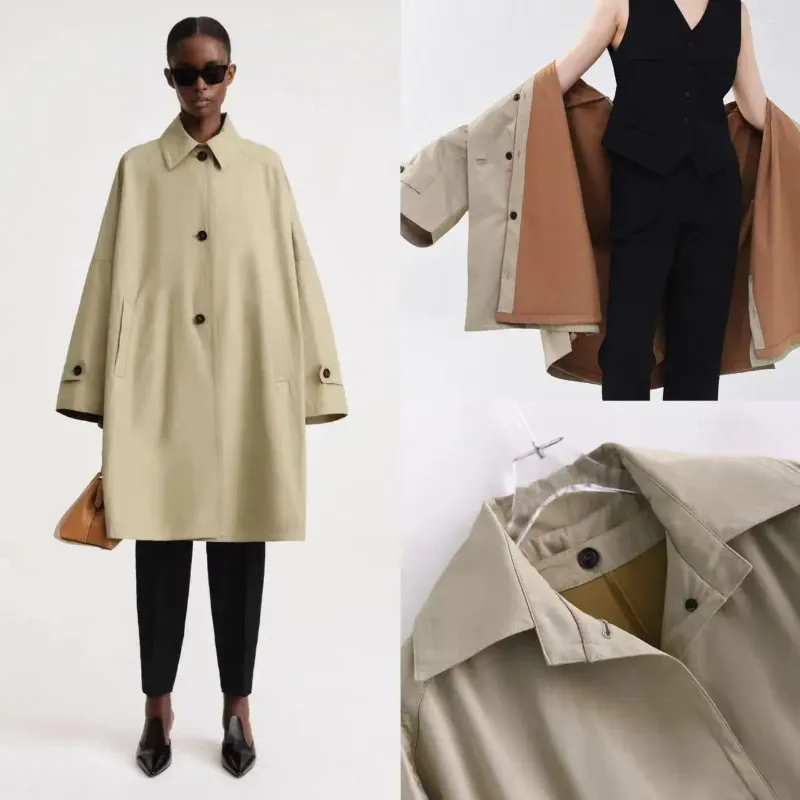 Trenchs de Femmes Femmes Casual Manches Longues Doublure Amovible Midi Manteau Élégant Lady All Match Col Turn-down Veste Simple Boutonnage