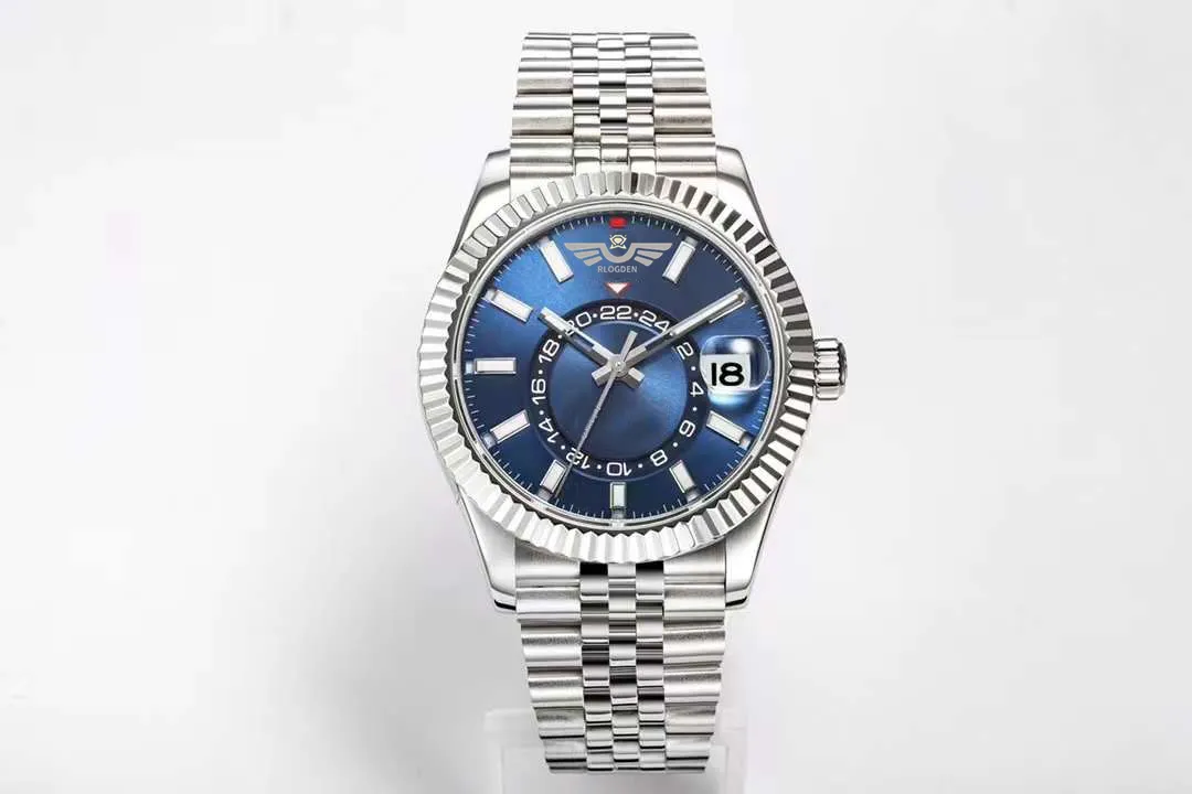 Top Maker Montre pour homme 42 mm 336934 Cadran bleu Verre saphir Fonction mois ETA CAL.9001 9001 Mouvement automatique Montres-bracelets pour homme 904L Bracelet jubilé