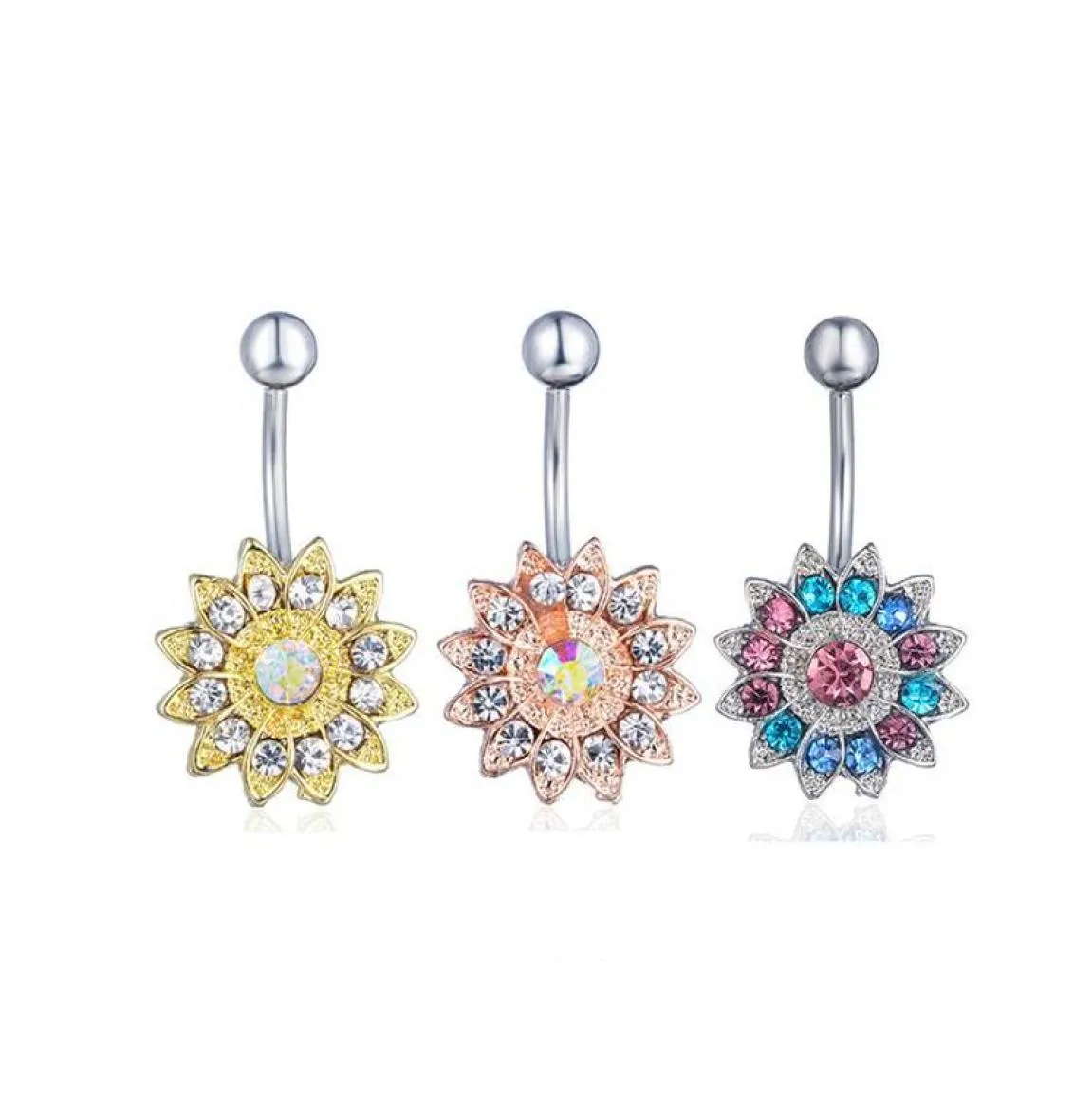 4 Color Clear Ab Style Navel Button Ring Piercing Body Jewlery 1.6x11x5/8 Belly Jewelry Mq0Tb5910370