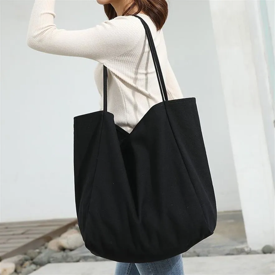 Women Big Canvas Canvas Respare Bag قابلة لإعادة الاستخدام Soild Extra Barge Race Bag Bag Eco Environmental Shopper Counter Counter For Hound 2243J