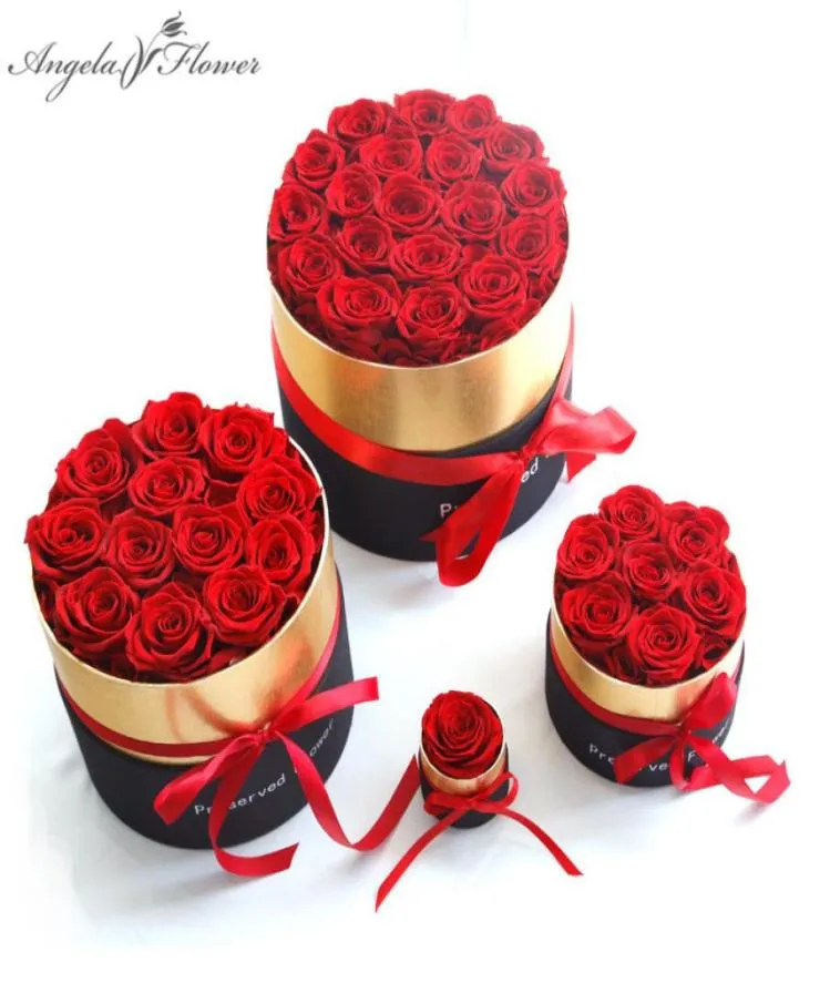 Eternal Rose In Box Zachowane prawdziwe kwiaty róży z zestawem pudełka Prezent Mother039s Day Prezent Romantyczne Walentynki Prezenty WholesA2692760