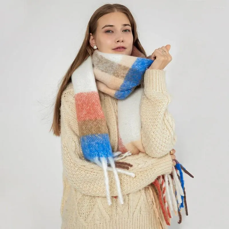スカーフヨーロッパ模倣カシミア格子縞のタッセルスカーフ冬の長いマフラーの男性と女性モヘアショールシックウォーム