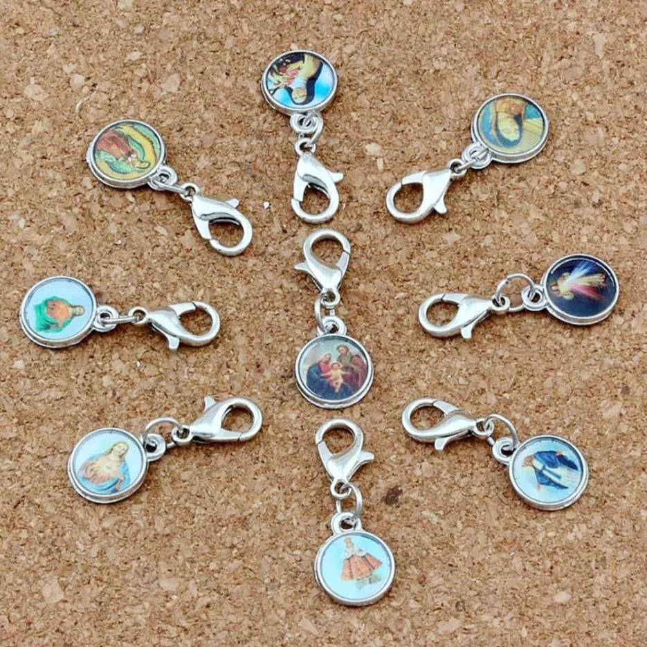 Gemischte katholische Kirche Medaillen Heiligen Kreuz Charm schwimmende Karabinerverschlüsse Anhänger für Schmuckherstellung Armband Halskette DIY Accessor4771828