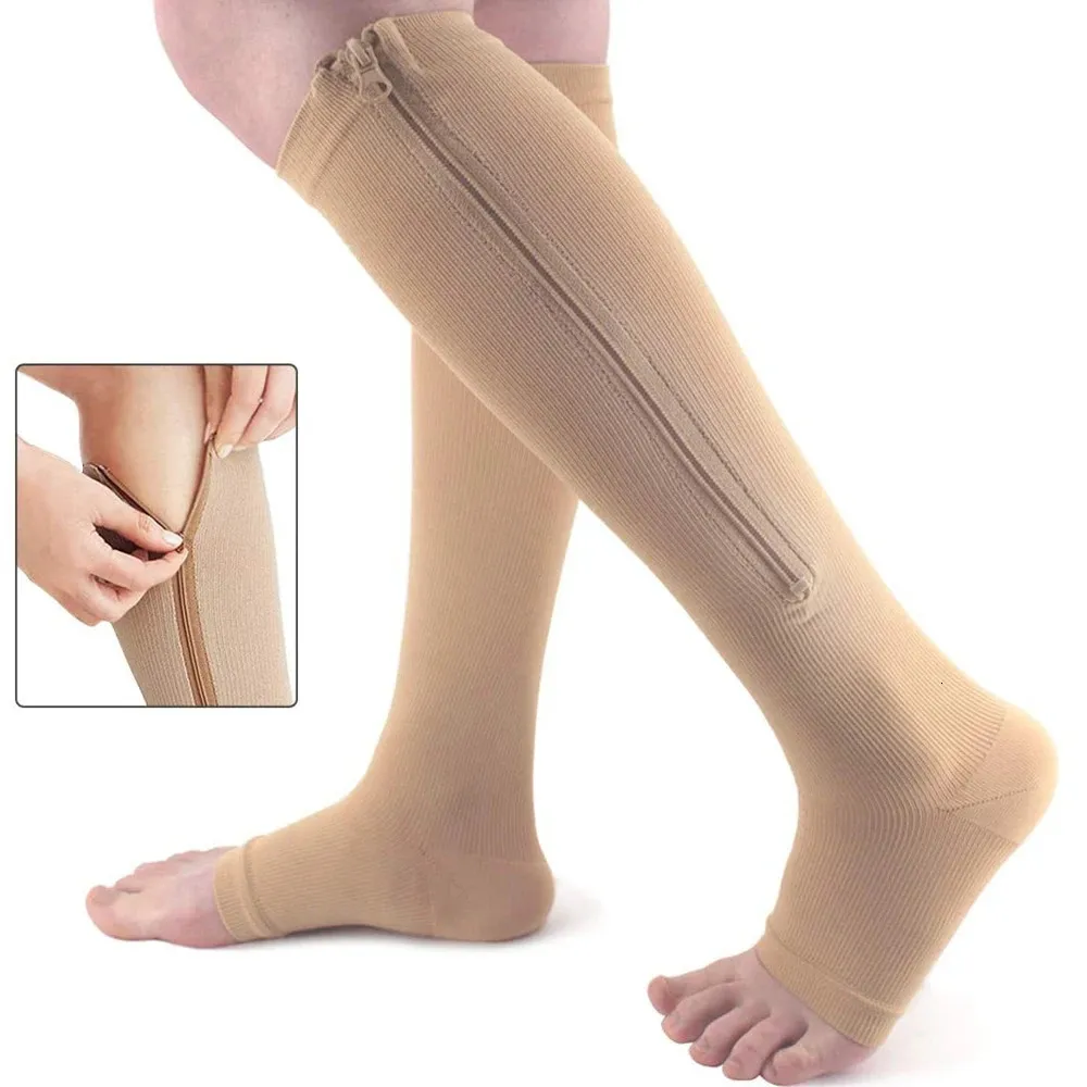 Çorap Çorap Kadınlar Yağ Fermuar Sıkıştırma Çorapları Yakıyor Diz Yüksek İnce Uyku Güzel Bacak Varisli Damarları Önle Çoraplar Moda 231213