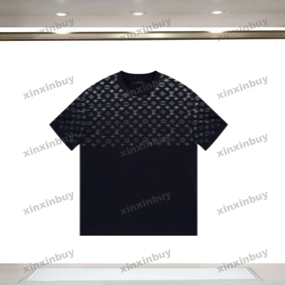 Xinxinbuy Mannen designer Tee t-shirt Brief gradiënt afdrukken korte mouw katoen vrouwen Zwart wit blauw grijs rood S-3XL