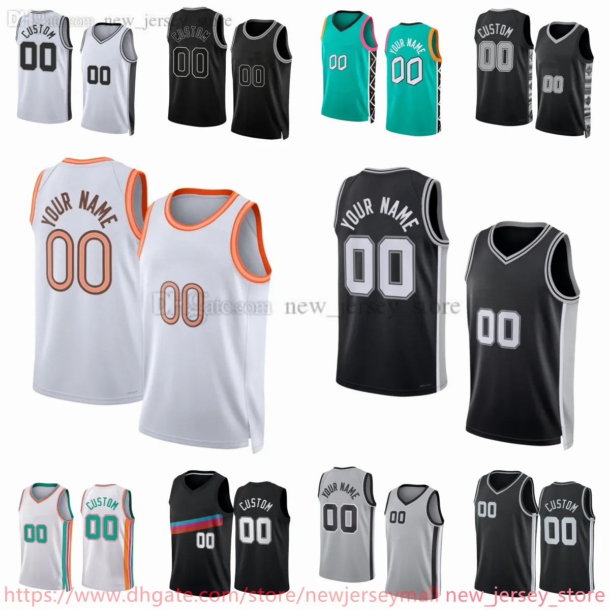 1 Victor Wembanyama Jersey Custom 23-24 Printed Basketball Jerseys 3 Keldon Johnson 10 Jeremy Sochan 24 Devin Vassell Malaki Branham Tre Jones Doug McDermott Shorts