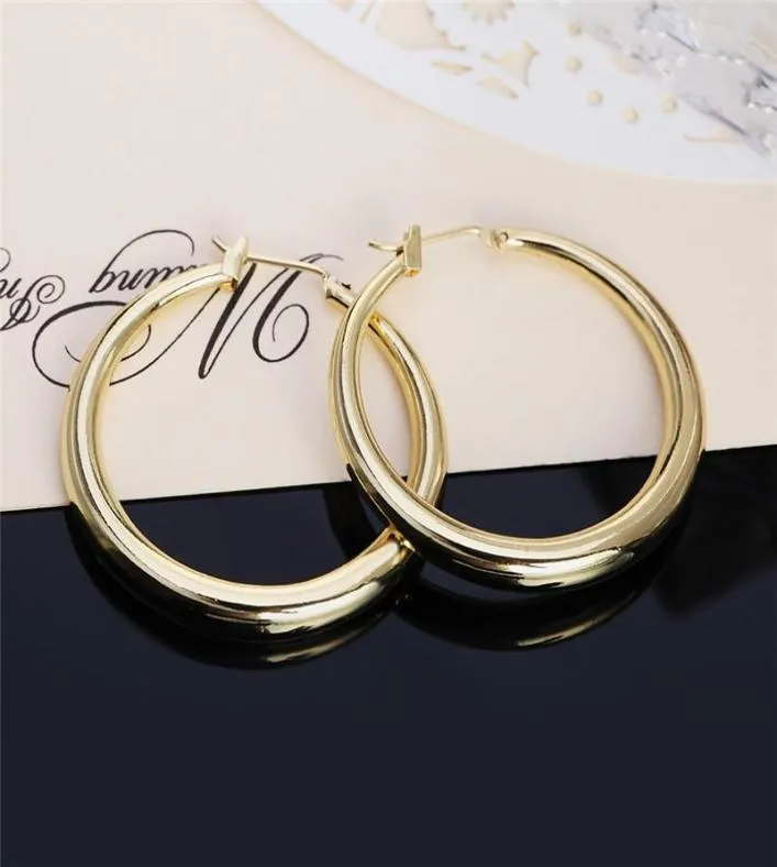 Solid Real 925 Silver Allmatch Round Hoop Earrings925 Stamped Plated Gold Circle Earrings Women Thick Than Normal One Huggie4212430