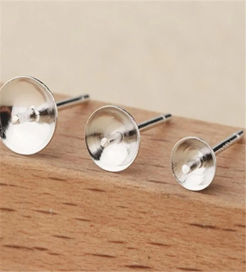 30 par Ear Studs Findings Stud med Back 925 Sterling Silver Earring Base och Back Stopper Sets9010940