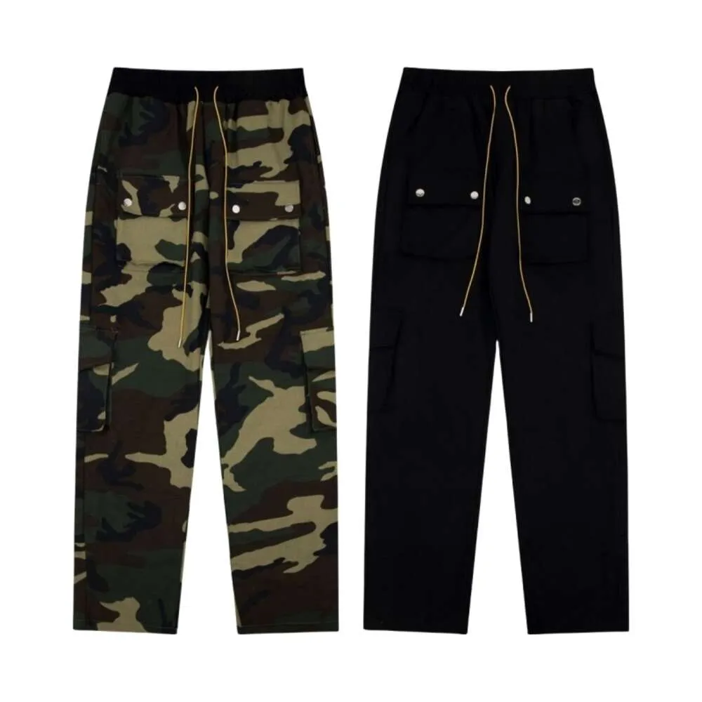 RHUDE PANTSデザイナーファッションメンズアンドレディースパンツマルチポケットワークウェアカジュアルルーズトレンディカップル秋/冬のストレートレッグ