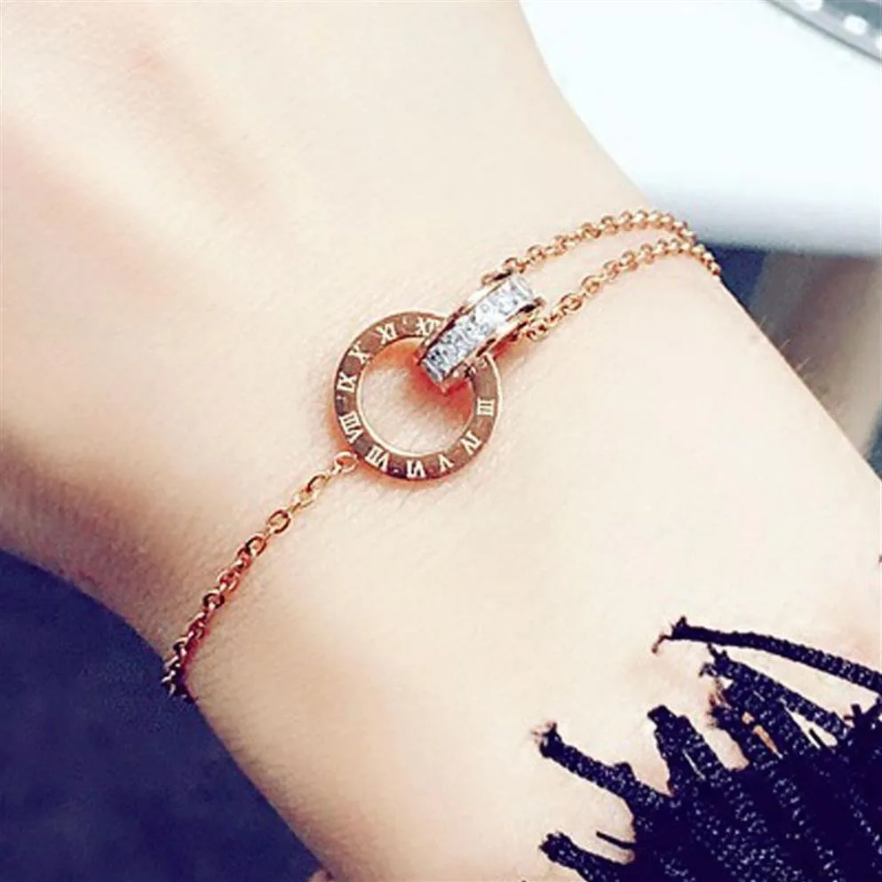 Bracelet numérique romain en acier titane Simple, bijoux de personnalité, bracelets porte-bonheur pour petites amies, pour femmes et filles, Link264h