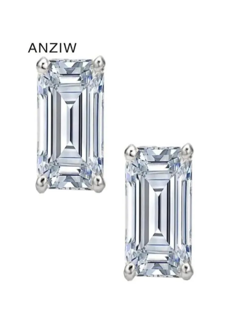 Stud AINUOSHI Fashion 925 Sterling Silver Emerald Cut CZ Earrings Earring Women Wedding Party Jewery Gift9732814