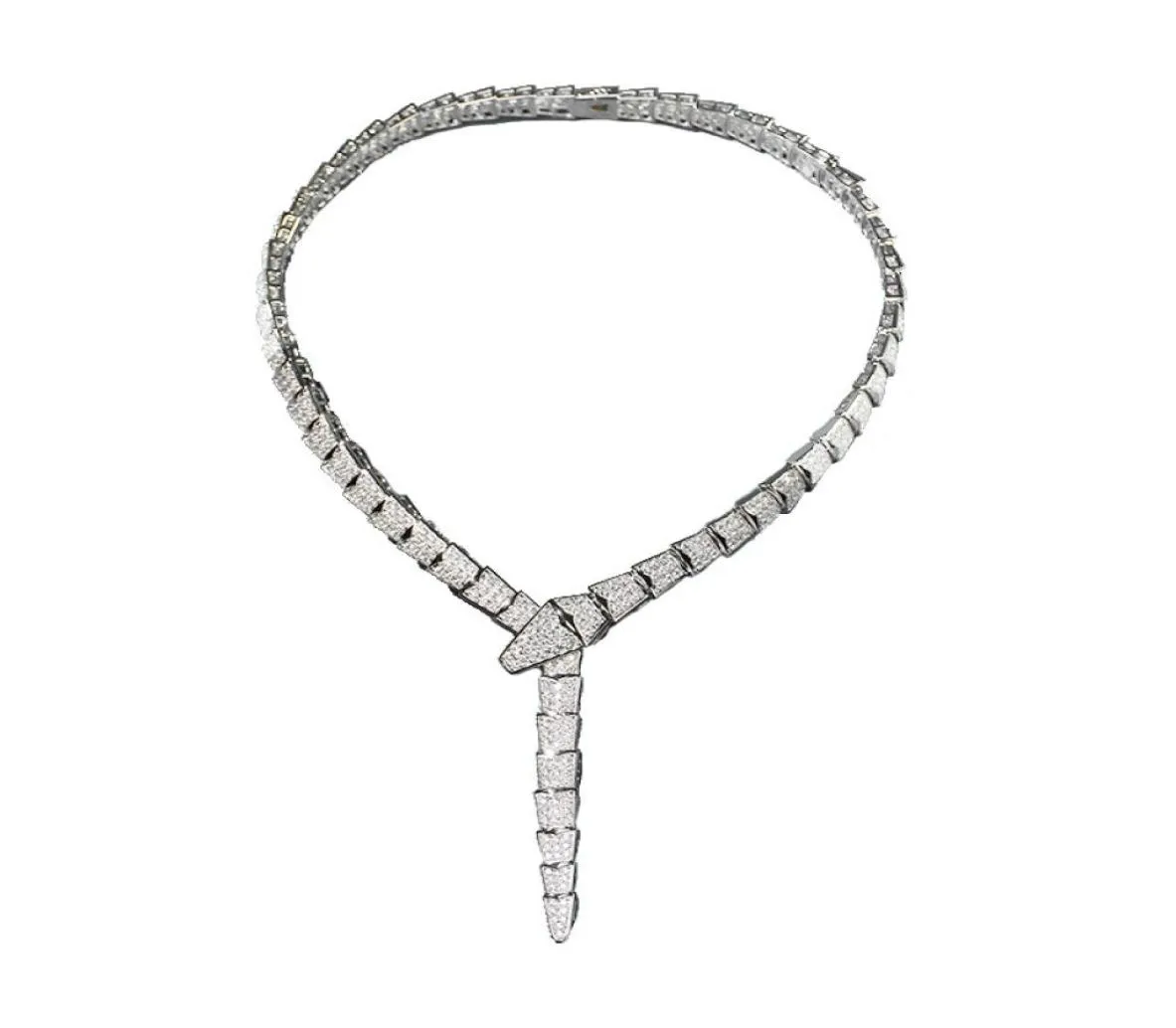 Ketten breites Halsketten mit Diamanten verkleinert 18 Karat Gold Zirkon Persönlichkeit Abend Knochenpullover Kette2142768