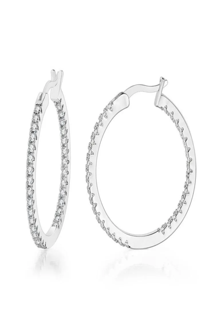 989E grandes boucles d'oreilles rondes en Zircon pour femmes 3 plaqué or bijoux de mode CZ Nickel 7303721