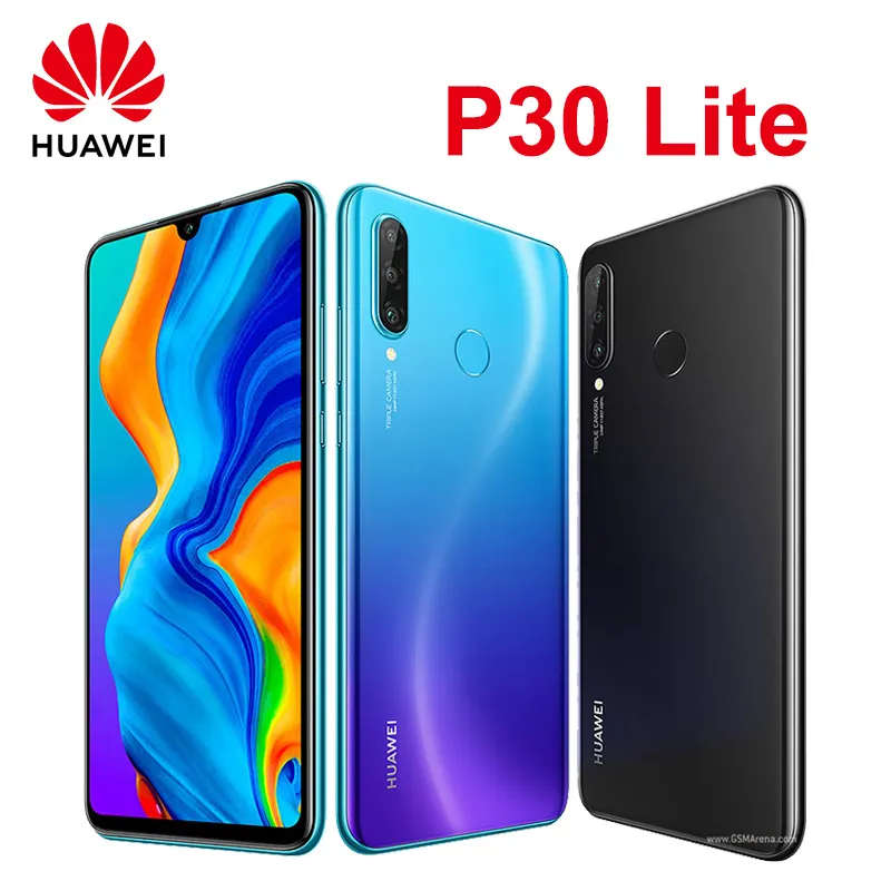 Huawei P30 Lite Smartphone Android 6.15 بوصة 128GB ROM 48MP+32MP كاميرا Google Play Store غير مقفلة على الهواتف المحمولة الأصلية Celula