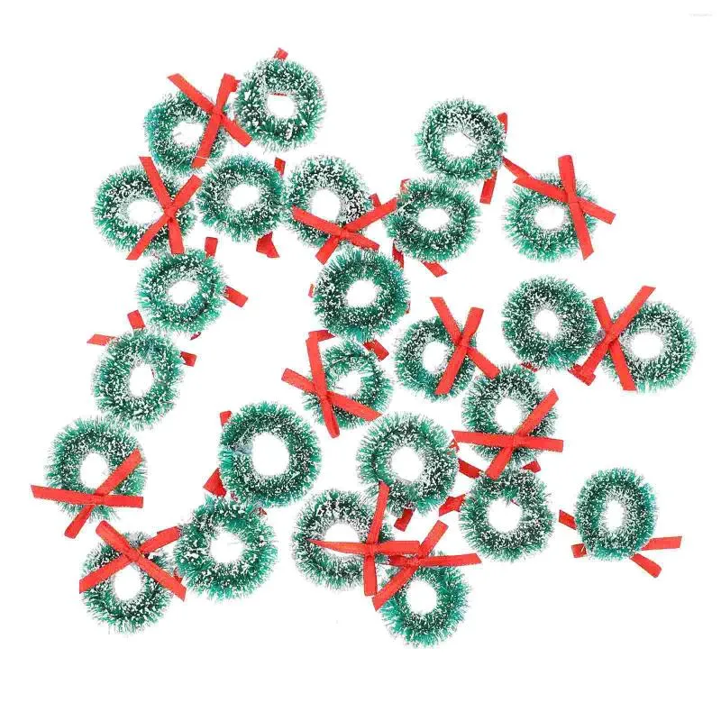 Dekorative Blumen, 24 Stück, Weihnachtskranz, Mini-Girlande, zum Aufhängen, Miniatur-Landschaftsdekoration, Girlanden, Sisal-Seidenornament, Grün