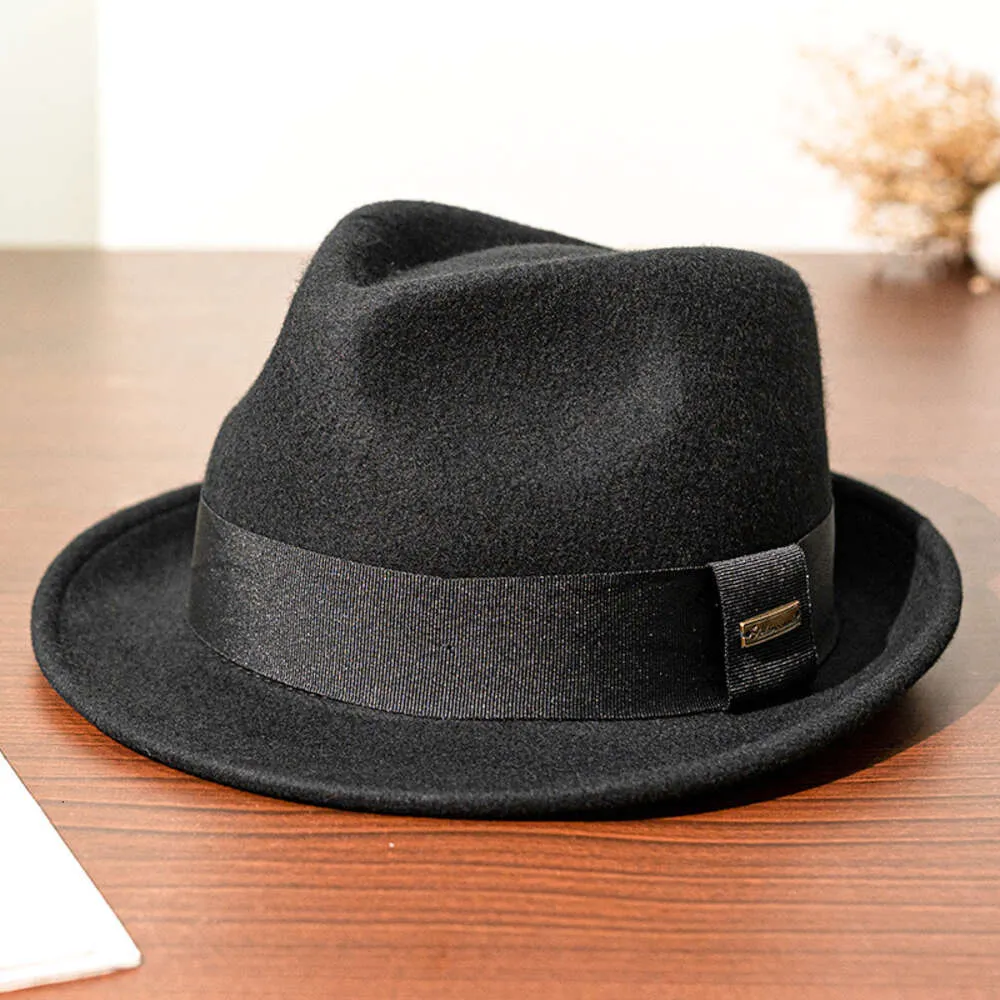 Nowy styl brytyjski wszechstronny wełniany na jesienną zimę, dżentelmen jazzowy kapelusz, męski i damski mały, rondakowy czapkę