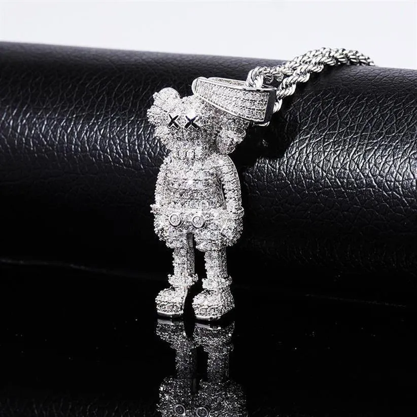 Iced Out Cartoon Puppets Pendant & Necklace Cubic Zirconia Necklace Fashion Hip Hop Jewelry Mens Gift Y2008102452