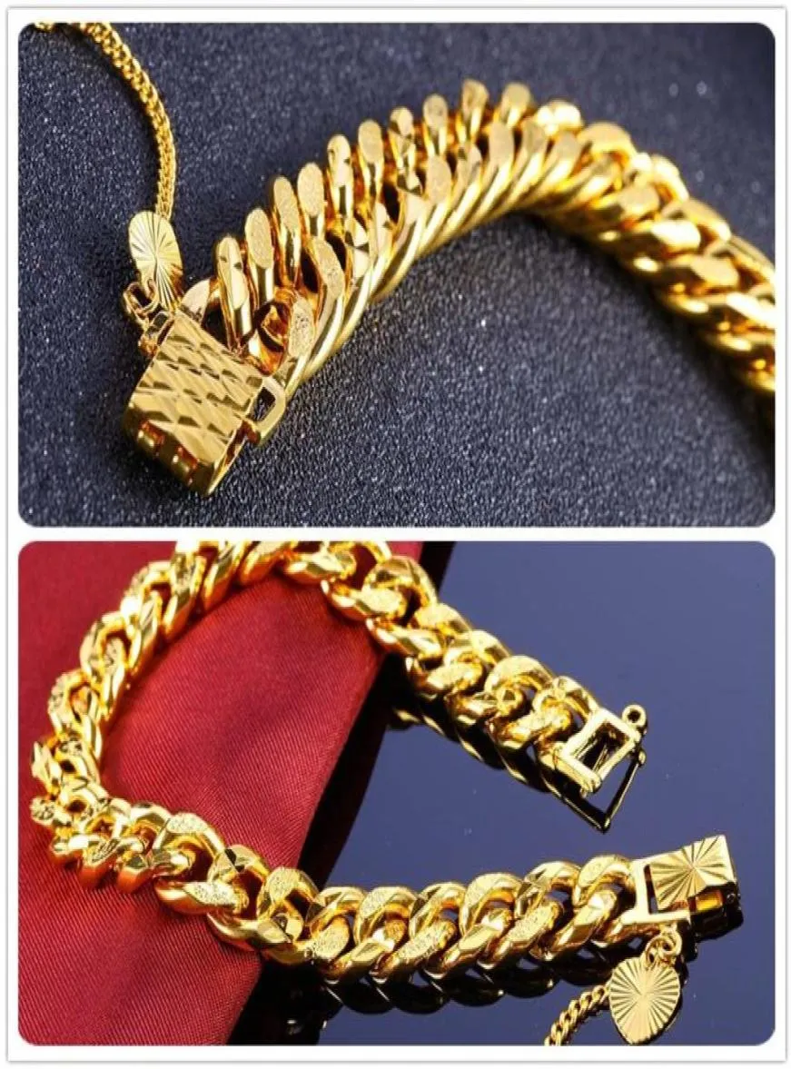 24K Gold Filled Bracelets Not Fade Charm Link Chain For Women Men Lovers Gift Hiphop Top Quality Fine Jewelry Limited Whole 275U7562198