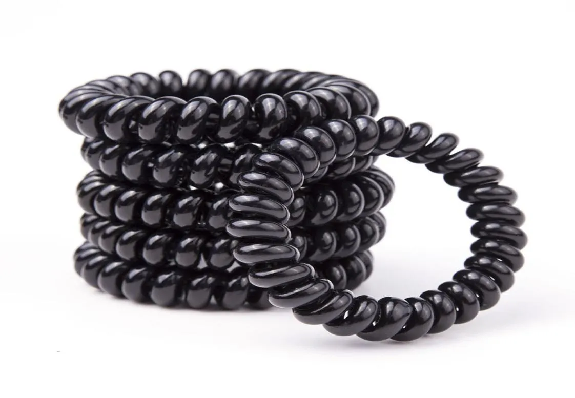 Cavo telefonico di colore nero da 5 cm Cravatta per capelli Ragazze Bambini Fascia elastica per capelli Anello Corda Bracciale Elastico9313771