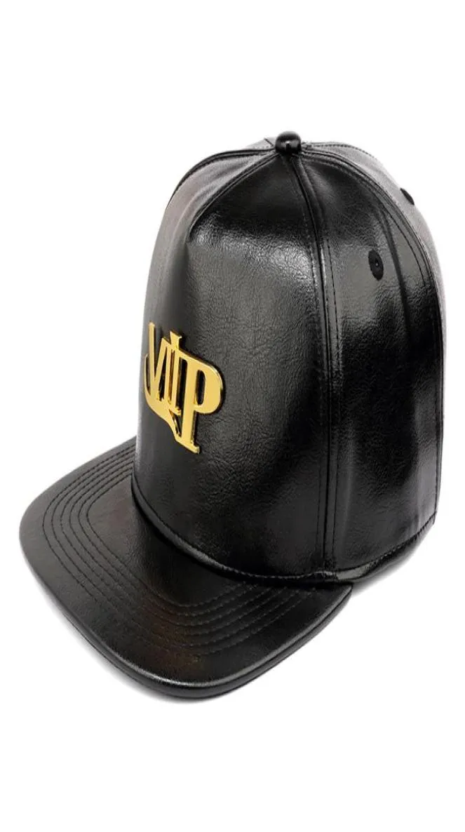 Nieuwe Gouden Brief VIP Baseball Caps PU Leer Casual Platte Rand Gesp Verstelbare Cool Snapback Bone Hip Hop Mannen hats2618513