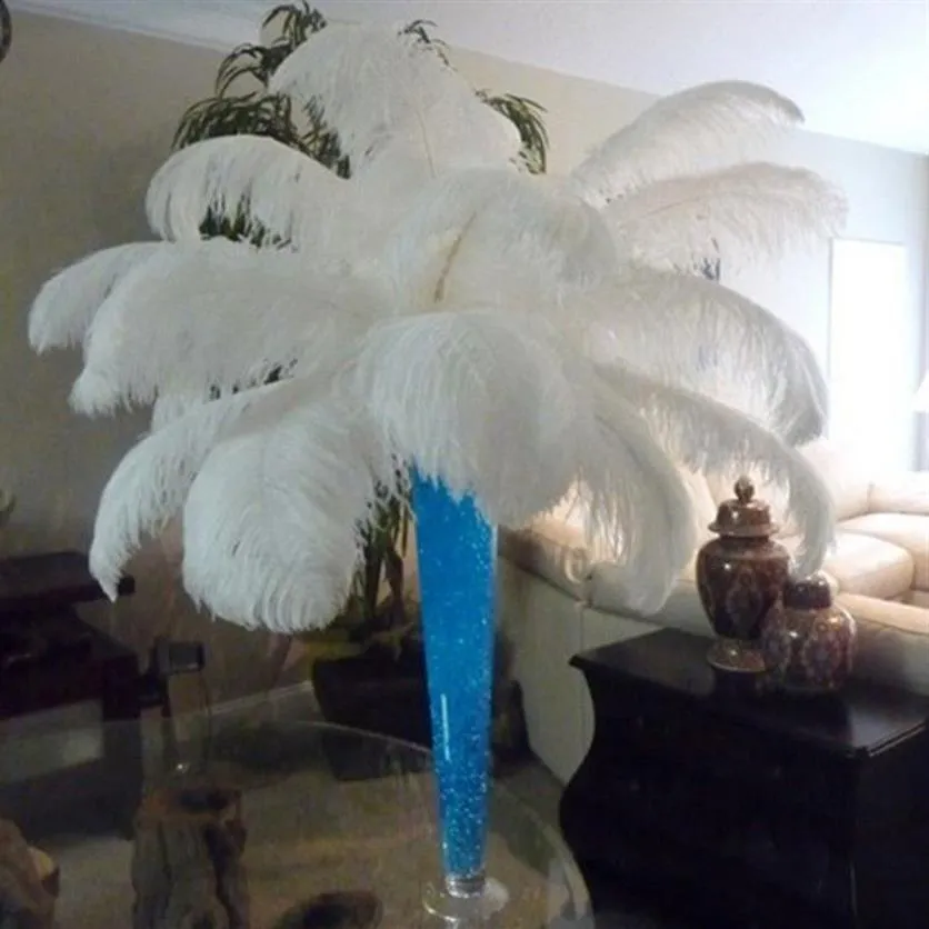 Nuevo 18-20 pulgadas 45-50 cm plumas de avestruz blancas para centro de mesa de boda decoración de evento de fiesta de boda decoración festiva 1780