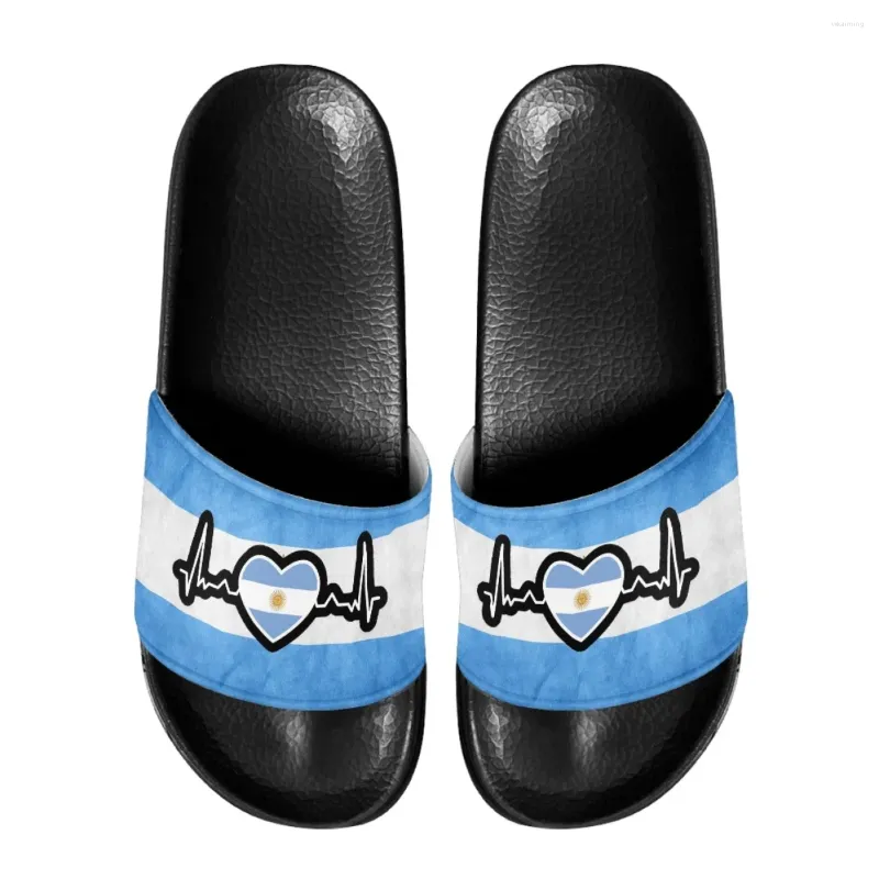 Terlik bayanlar yaz banyo arjantin bayrağı desen marka tasarımcısı açık kadın silppers klasik kayma karşıtı kız sandalet