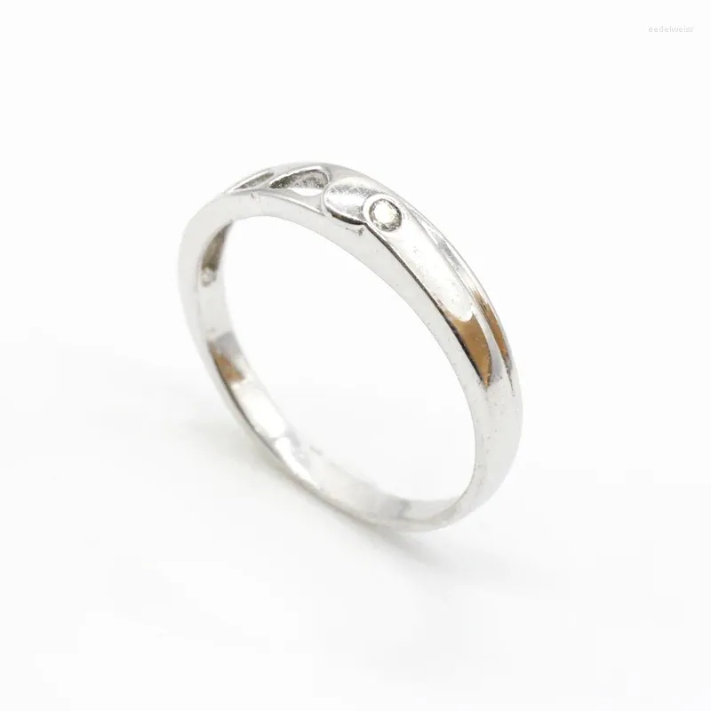 Anelli a grappolo in argento 925 doppio anello nuziale a forma di cuore vuoto stile temperamento per le donne ragazze regali di gioielli di fidanzamento di Natale