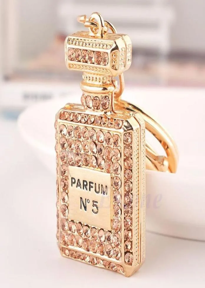 Lovely Perfume Fragrance Bottle Charm Pendent Rhinestone Purse Bag Keychain Gift4792203