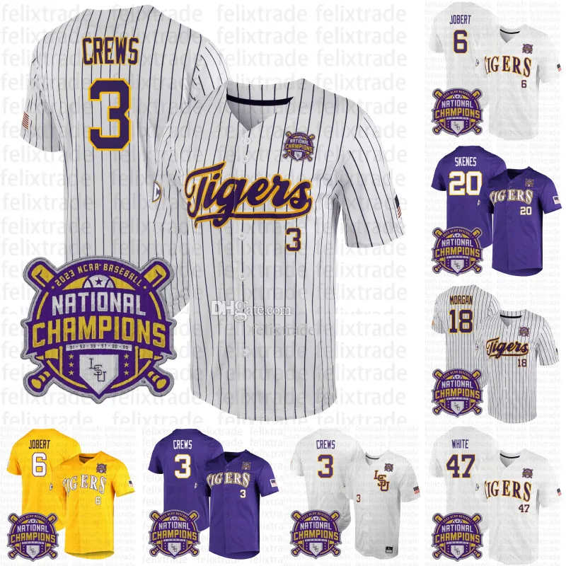 3 Dylan Crews 3 Dylan Crews LSU Tigers Baseball Jersey 2023 College World Series Paul Skenes Guidry Alex Bregman Aaron Nola Jake Gavin Dugas