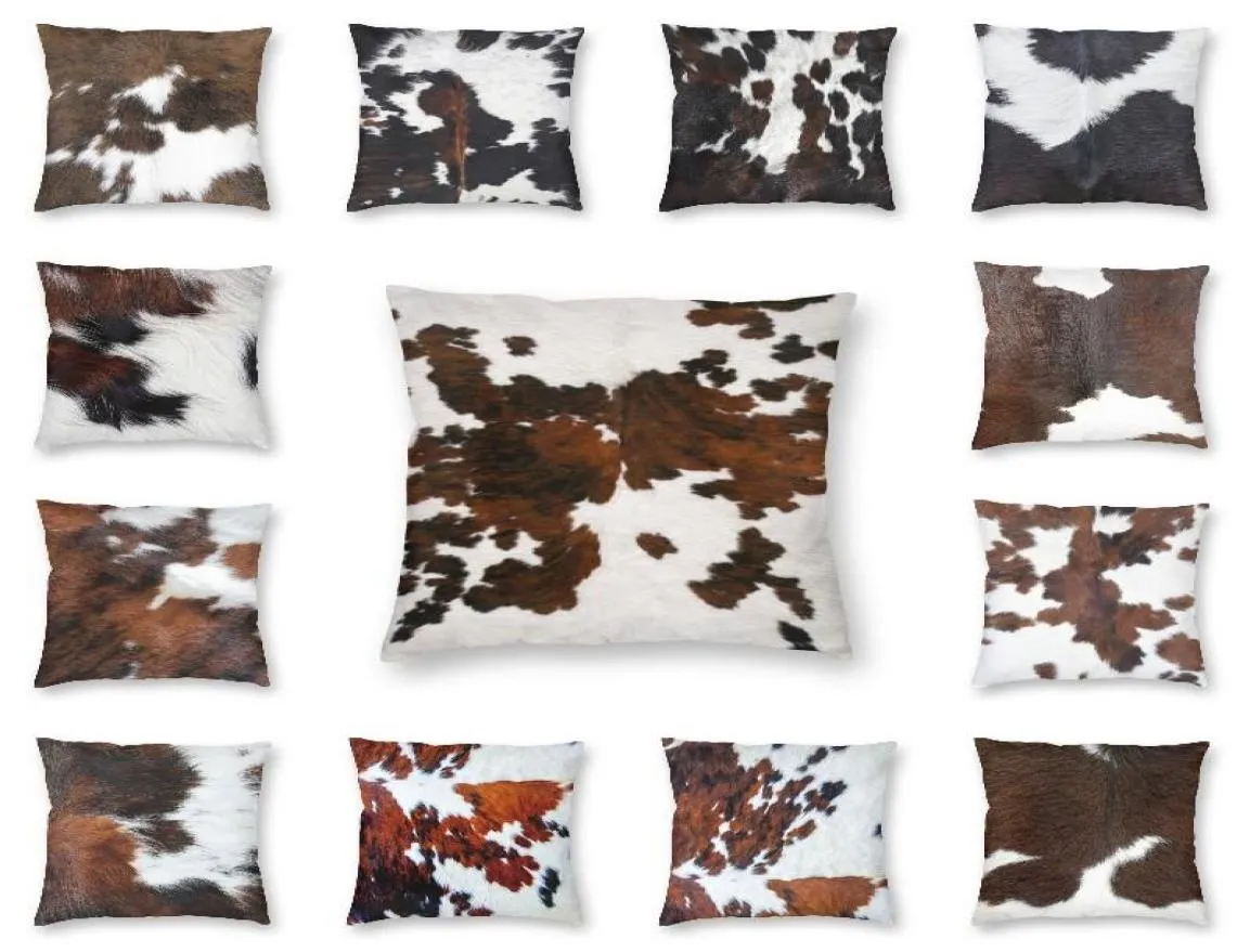 CushionDecorative Pillow Faux Fur Modern Cowhide Texture Pillowcover Decoration Animal Hide Pattern Skin Leather Cushion Cover Th6159840