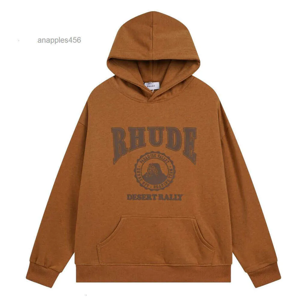 RHUDE herenhoodies met monogram washandje geborduurd Amerikaanse High Street blouse voor heren en dames