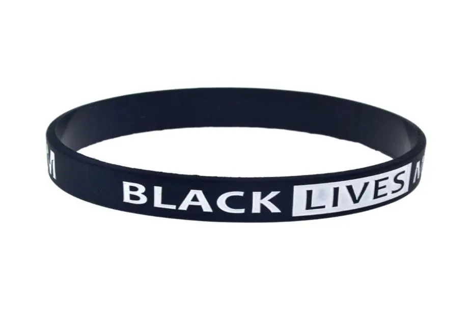 100PCS Opponersi alla discriminazione delle specie Pugno inciso BLM Black Lives Matter Bracciale in gomma siliconica per la promozione Gift5864390