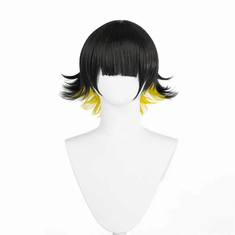 Blue Prison Bee Joy Back Cos Wig Reversed Double Color Block Style Wig Anime Cos Fake Hair Set