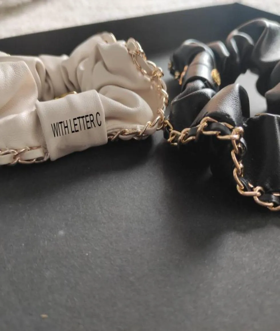 nieuwe metalen ketting mode-symbool klassieke elastische haarelastiekjes leren haartouw haarband feestcadeaubonnen1076511