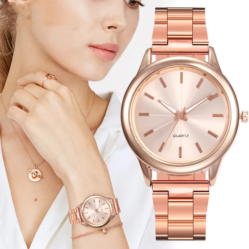 Montre à bracelet en acier inoxydable pour femme Montre à quartz de luxe pour femme