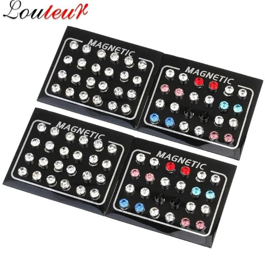 Stud LOULEUR Fashioh Edelstahl Kein Piercing Magnetische Ohrringe Für Frauen Männer Mixcolor Weiß Kristall Ohrring Ohr Schmuck268j