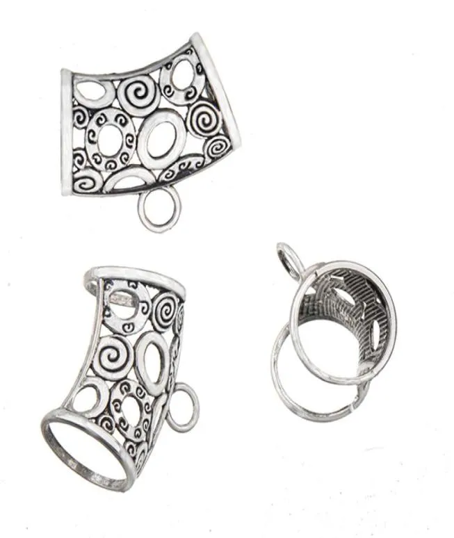 Diy Scarf smycken bails halsband hängar anslutning DIY -komponenter vintage silverkurva ihålig geometri runt Big Hole Alloy Wint2687381