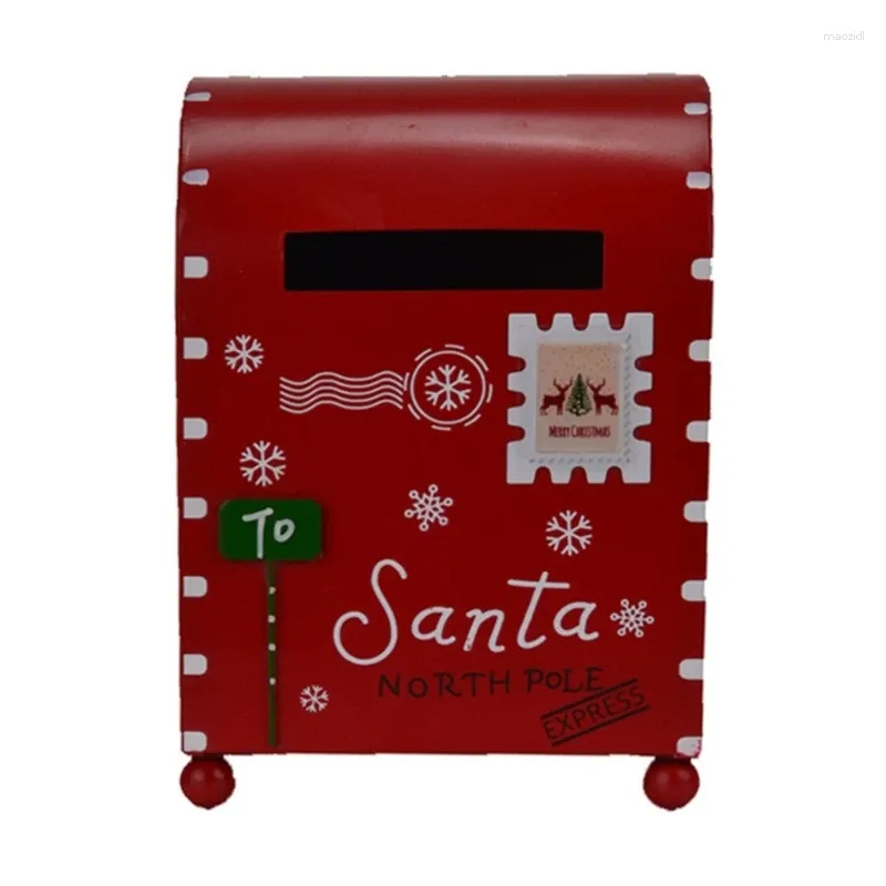 Party Decoration Christmas Mini Mailbox Metal Letter Box Ornament Storage Container för Holiday Home Decor G5AB